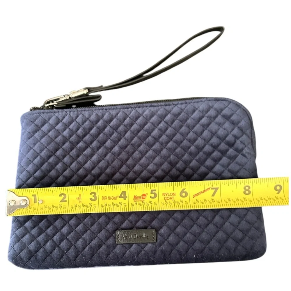 Vera Bradley Iconic Velvet Quilted Wristlet Navy Blue 8.75” X 6” Removab…